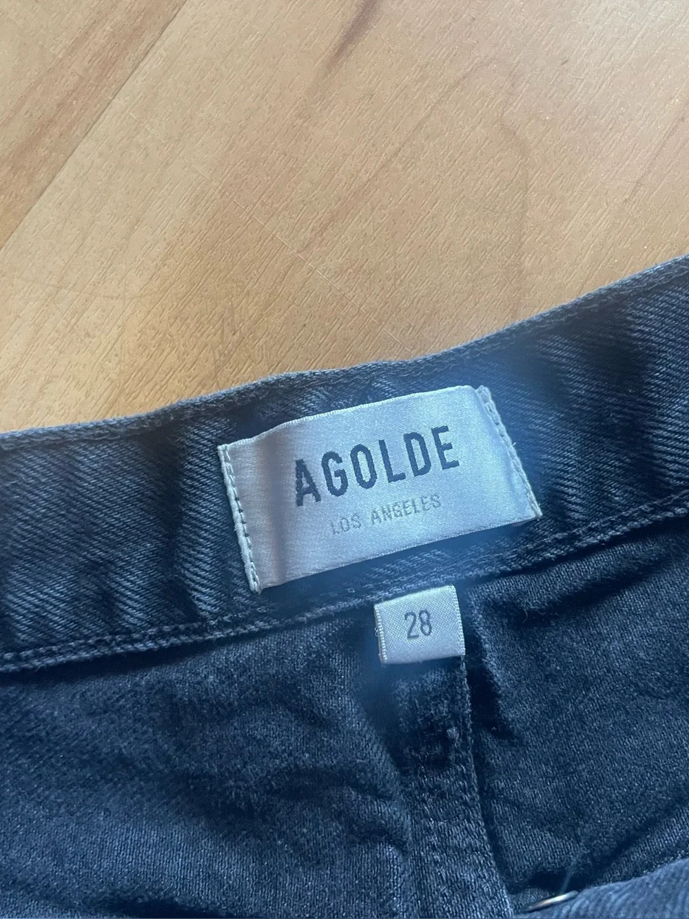 Agolde Parker black distressed jean denim shorts 28 Raw Hem High Waisted